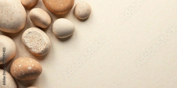 Fototapeta Smooth Stones on a Neutral Background, Perfect for Relaxation and Wellness Designs
