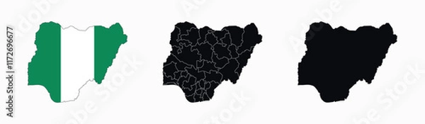 Fototapeta Nigeria Map vector icon. Map of Nigeria various styles.