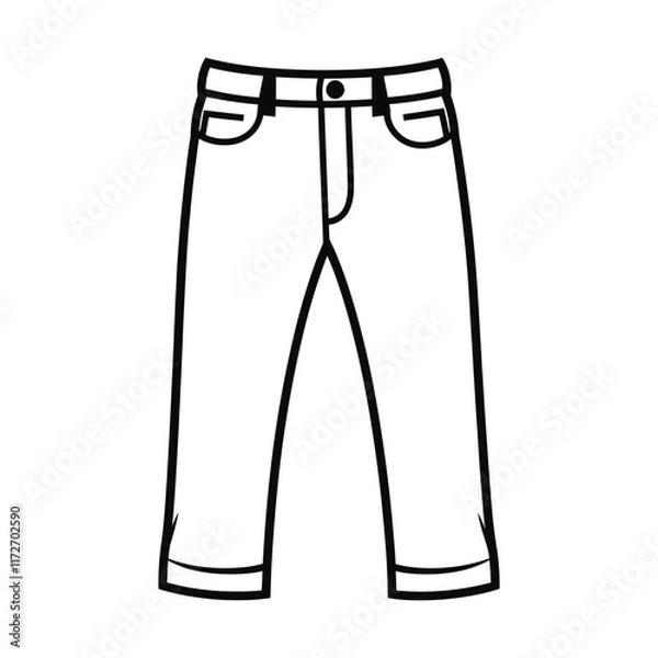 Fototapeta pants outline, silhouette, vector, illustration, isolated on white background