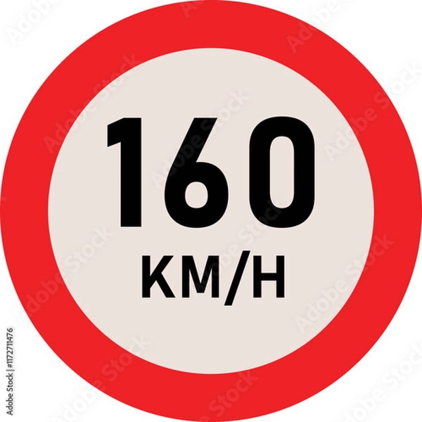 Fototapeta 160 Kilometer Speed Limit Sign