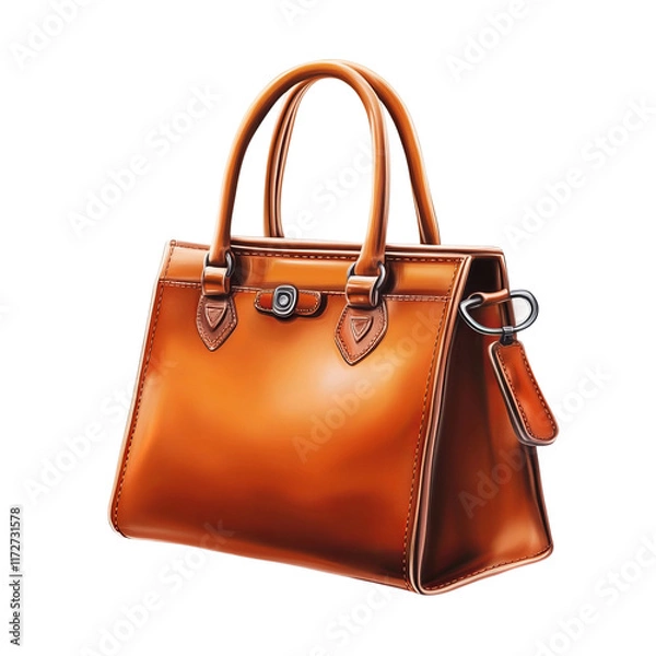 Obraz brown leather handbag with buckle closure isolated on a white background