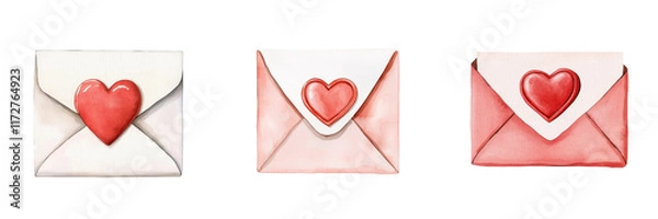 Fototapeta Valentine stationery featuring love letters with heart seals, perfect for romantic expressions