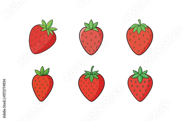 Fototapeta Set of Abstract Strawberry Fruit Vector Illustration

