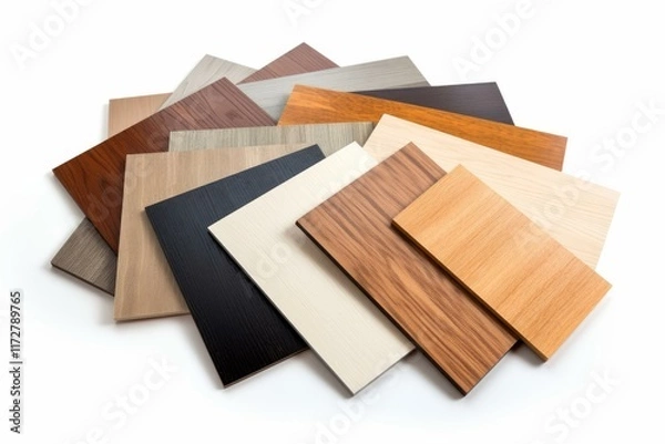 Fototapeta Wooden panels showing a range of colors and textures, ideal for carpenters and interior designers choosing materials