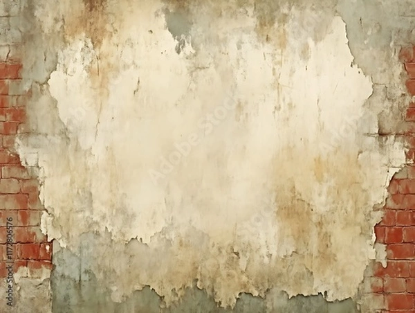 Fototapeta Grunge brick wall with distressed plaster texture.