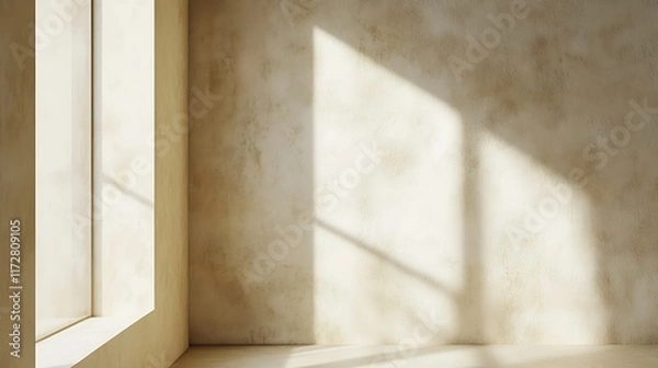 Obraz Sunlit Room Corner With Textured Wall