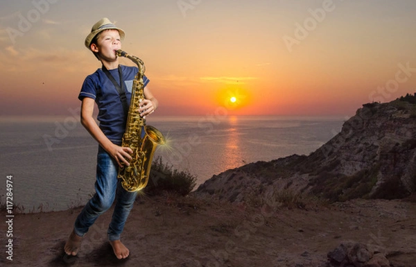 Obraz Teen playing saxophone