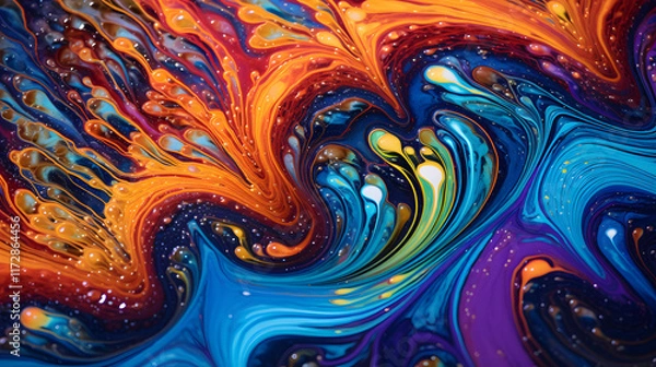 Obraz Digital iridescent acrylic painting abstract poster web background
