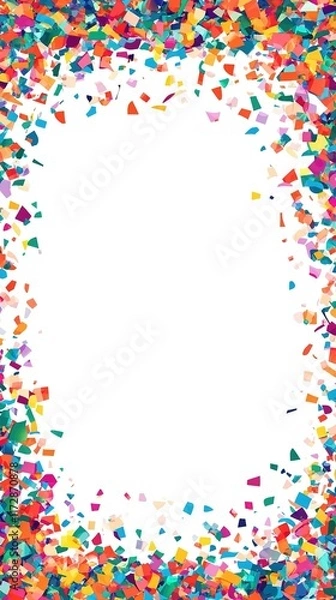 Obraz Colorful confetti border on white background. (3)