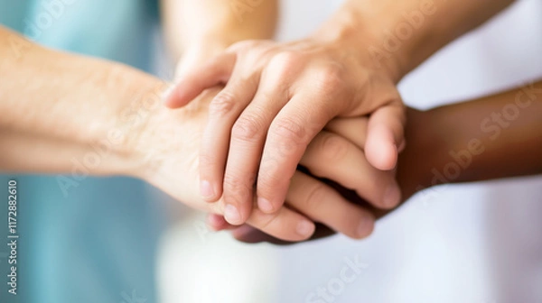 Fototapeta Uncover how supportive touch and emotional connections enhance the patient experience during cancer treatment. Learn how medical professionals provide comfort and hope, fostering a