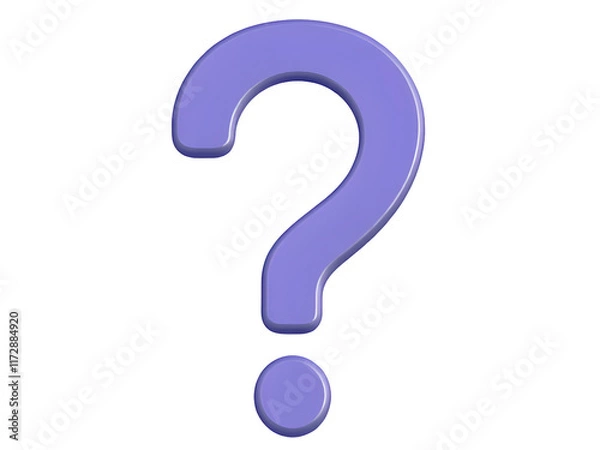 Fototapeta A large, 3D question mark rendered in a soft, pastel purple hue, symbolizing curiosity, uncertainty, and the need for answers