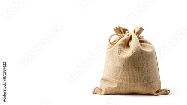 Fototapeta Full jute bag isolated on white background. Generative AI