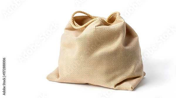 Fototapeta Full jute bag isolated on white background. Generative AI