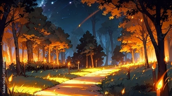 Obraz ロウソクのともる夜道 3