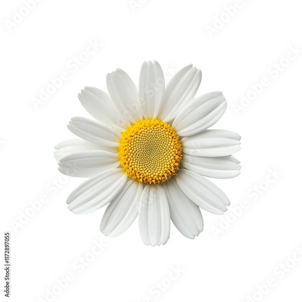 Fototapeta One daisy white background top view high-resolution