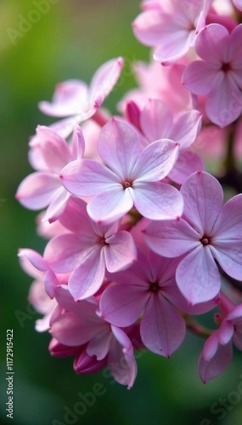 Obraz Soft pink and white lilac petals unfolding in a delicate dance, spring, garden