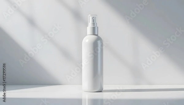 Obraz glossy spray bottle mockup placed on a minimalistic white background
