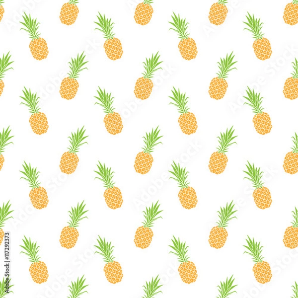 Obraz Vector seamless pattern with pineapple. Summer fruit background. Fabric pattern
