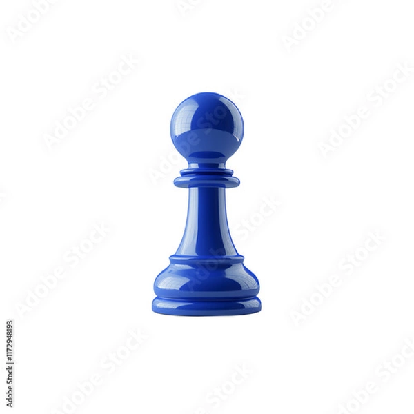 Fototapeta 3D illustration of a blue chess pawn piece with a smooth, shiny finish. Ideal for strategy, game, and competition themes in graphics or education. Isolated on transparent background, png.