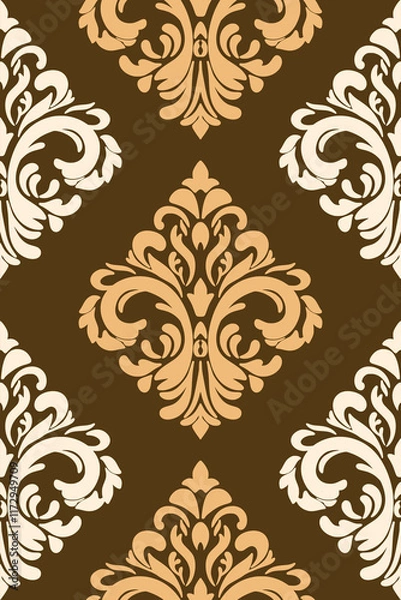 Obraz Damask seamless pattern element. Vector Illustration. Repeated designs for wallpaper, branding, web design, invitations, blankets, bedspreads.