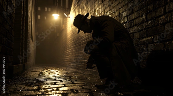 Obraz Noir Streets: The Silent Hunt of the Relentless Detective in the Urban Maze
