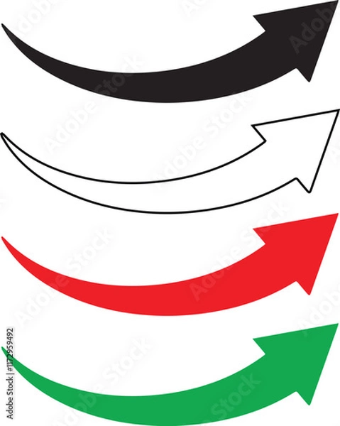 Obraz curved arrow right direction vector sign icon set