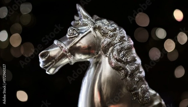 Fototapeta 銀色の馬の置物