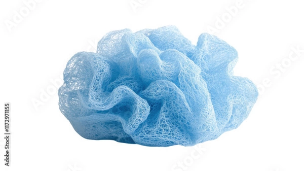 Fototapeta A Soft Blue Loofah with Visible Texture Perfect for Spa and Bath Products Display or Natural Exfoliation Promotion.