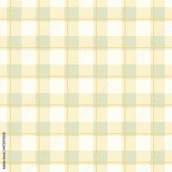 Obraz Gingham seamless vector pattern with kawaii carrots. Tartan check for tablecloths, napkins, clothes, packaging, for the Easter holiday. Cozy cute childish. easter color.