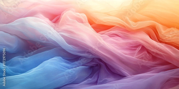 Fototapeta Ethereal Pastel Gradient Sheer Fabric Texture with Natural Draping
