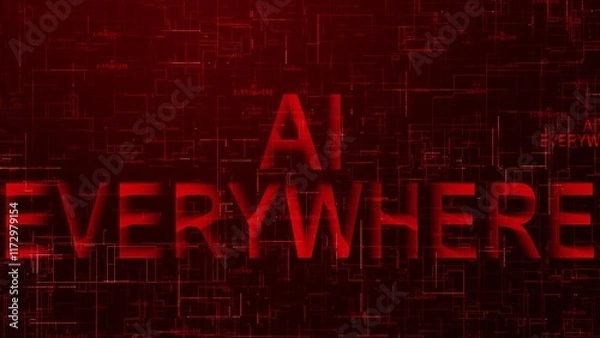 Obraz AI everywhere text technology data line red