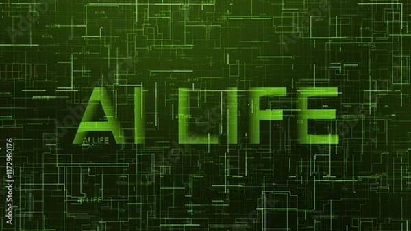 Fototapeta AI life text data line technology green