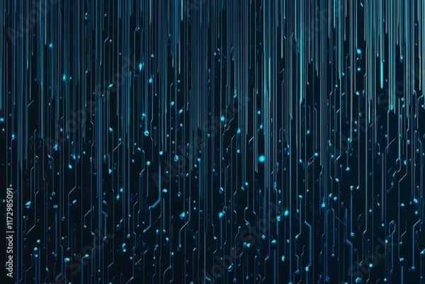 Fototapeta Abstract close-up of a glowing blue digital circuit board, showcasing intricate connections and technological design on a black background.
