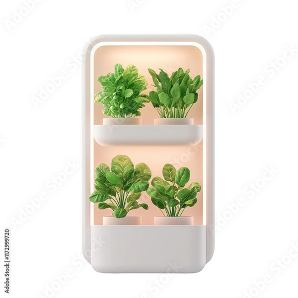 Fototapeta Compact indoor garden displaying a variety of vibrant, healthy plants., isolated on a transparent background.