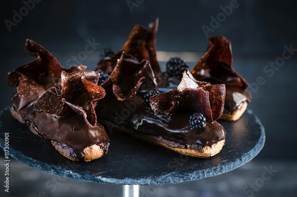 Fototapeta Delicious chocolate eclair