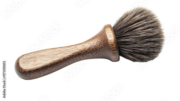 Obraz A Traditional Shaving Brush with a Wooden Handle Ideal for Classic Wet Shaving and Grooming Enthusiasts.