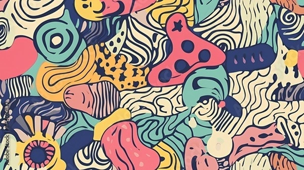Fototapeta Abstract Colorful Doodle Pattern Design Art