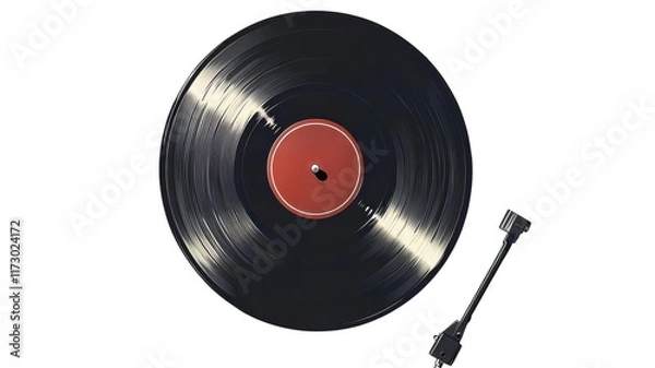 Obraz Explore the Timeless Charm of a Vintage Record Player with a Needle on a Vinyl Record for Nostalgic Music Lovers and Retro Decor Enthusiasts.