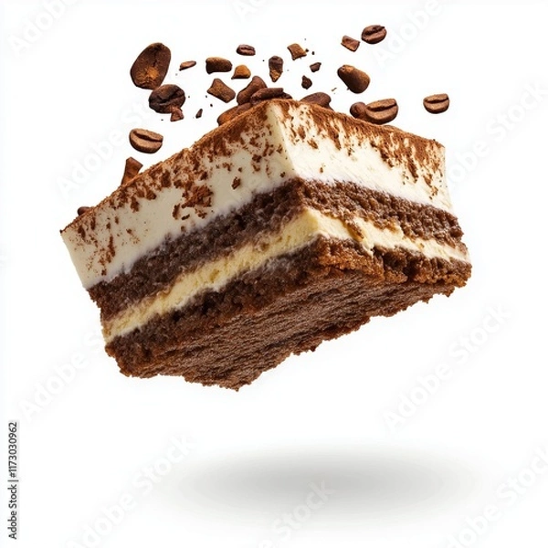 Fototapeta Levitating Dessert Isolated on White Background