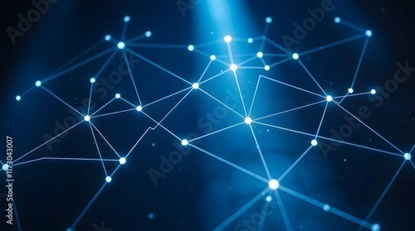 Obraz Technology Network Background: Interconnected Glowing Nodes for Data and Communication