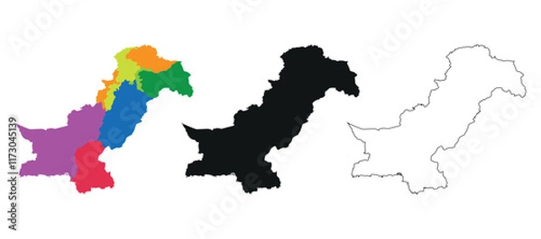Obraz A full map of Pakistan and Outline map of Pakistan Eps File