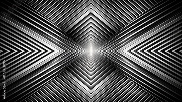 Fototapeta Abstract Black and White Geometric Background: Diagonal Lines, Modern Monochrome Poster Template