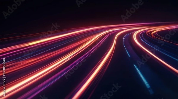 Fototapeta Abstract Light Trails: A Symphony of Speed and Color