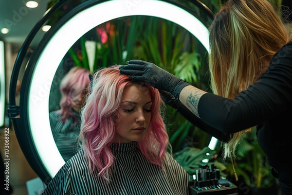 Fototapeta Glamorous Hair Styling Session