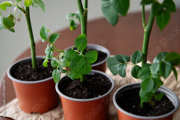 Fototapeta Before planting in open ground. From a series of photos about plant seedlings and plant propagation