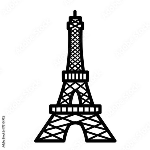 Fototapeta Illustration of the Eiffel Tower icon in the city of Paris, France