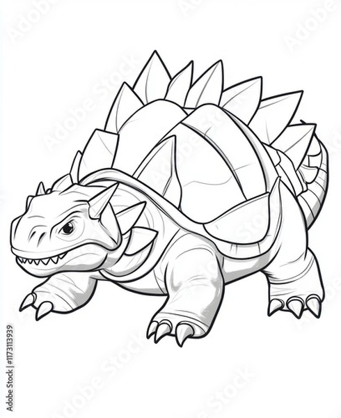 Fototapeta Fun Ankylosaurus Coloring Page for Kids in Cartoon Style