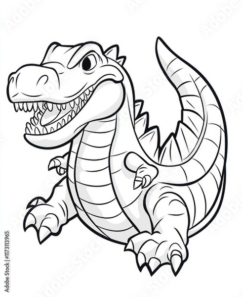 Fototapeta Fun Baryonyx Dinosaur Coloring Page for Kids in Cartoon Style