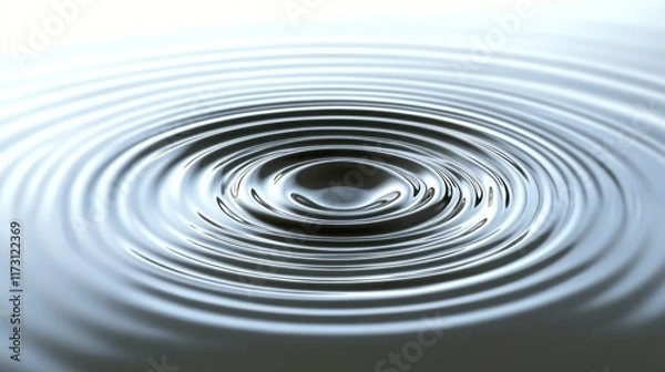 Fototapeta Liquid drop creating concentric ripples on a calm surface.