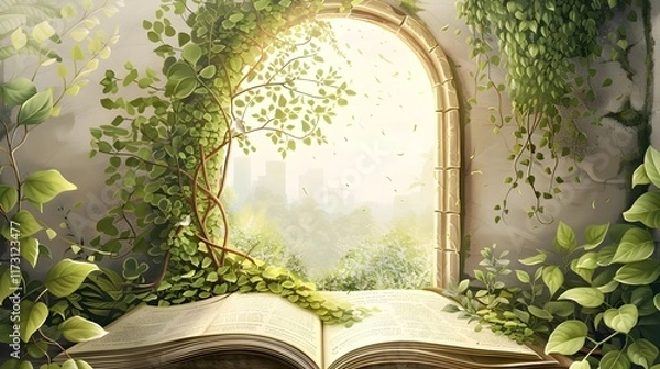 Obraz Enchanted Archway Leading Through Lush Foliage Into a Mysterious and Captivating Forest Landscape